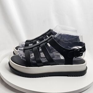 Melissa Flox III Women's Shoes Size 7 Jelly Flat Black/White Platform Sandals